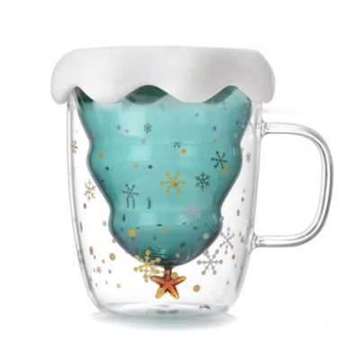Milk juice breakfast cup High temperature coffee glass cup Creative transparent double layer cute cartoon tea cat foot cup AQ275