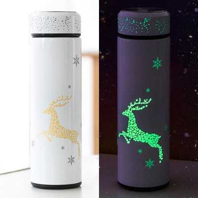 Bpa Free 500ml Luminous Thermos Cup 304 Stainless Steel Vacuum Flask With Tea Stainer Glowing At Night Thermos Water Bottle