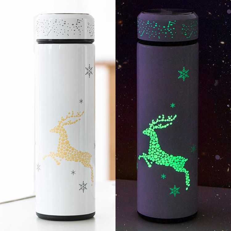 Bpa Free 500ml Luminous Thermos Cup 304 Stainless Steel Vacuum Flask With Tea Stainer Glowing At Night Thermos Water Bottle