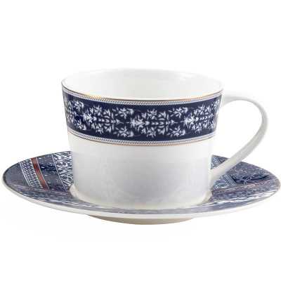 European Coffee Cup Set China Bone White Tea Portable Vintage Cup With Handle Spoon  Cafe  Home Decoration