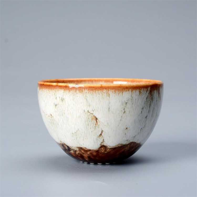 Ceramic Kiln Change Tea Cup Porcelain Kung Fu Mug Household Tea Bowl Handmade Single Cup Temmoku Glaze Teaware Home Decor Crafts