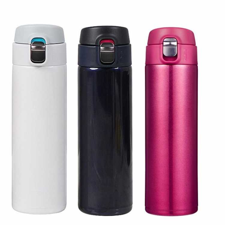 Bpa Free Insulated 450ml Thermos Cup 304 Stainless Steel Vacuum Flasks Travels Thermals Water Bottle With Lock Pop up Lid