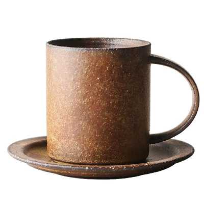Manual Ceramic Coffee Water Cup And Saucer Japanese Luxury Simple Tea Cup Creative Saucer Couple Cuia Silicone Pottery